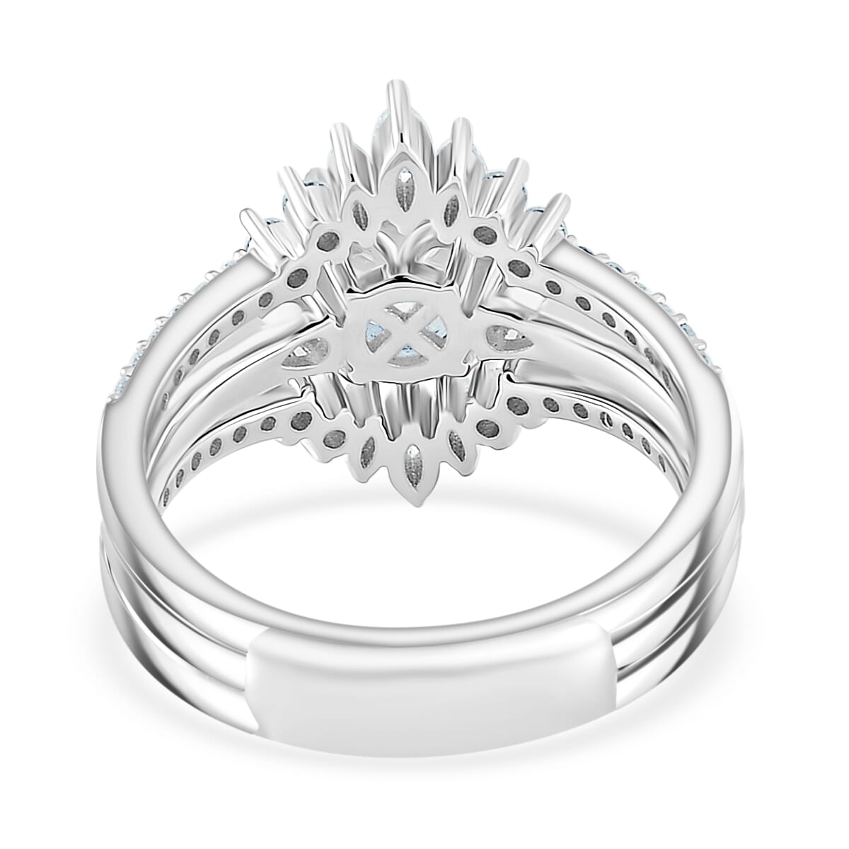 Set of 2 Moissanite 2.10 ctw Stackable Ring in Rhodium Over Sterling Silver (Size 10.0) image number 5