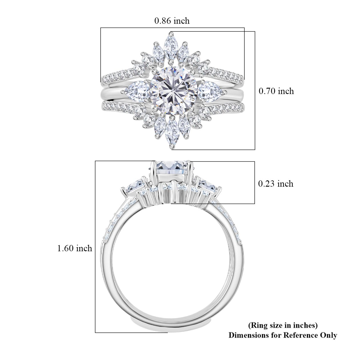 Set of 2 Moissanite 2.10 ctw Stackable Ring in Rhodium Over Sterling Silver (Size 10.0) image number 6