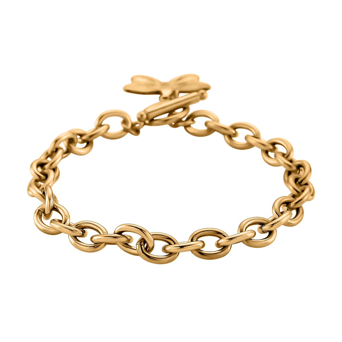 2pcs Set - Beautiful Butterfly Charm Bracelet (8.0In) and Necklace 24 Inches in ION Plated YG Stainless Steel image number 7