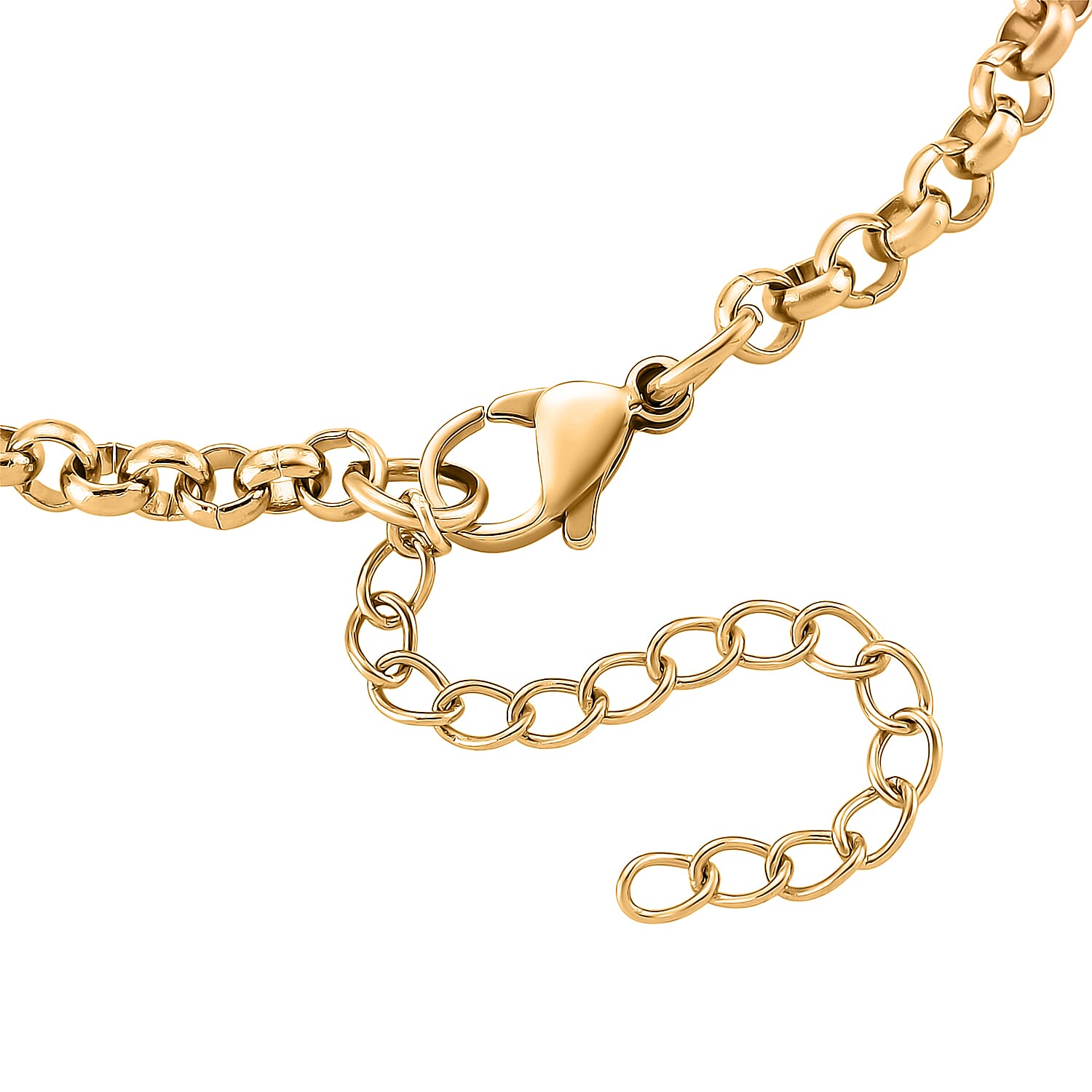 2pcs Set - Lovely Heart Charm Bracelet (8.0In) and Necklace 24 Inches in ION Plated YG Stainless Steel