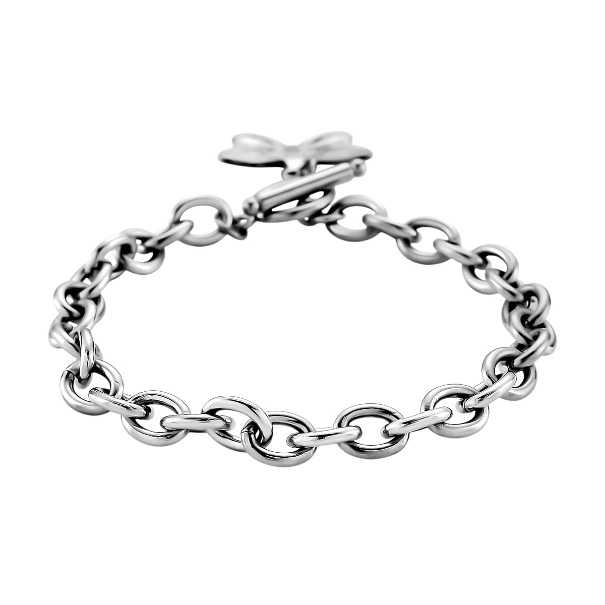 2pcs Set - Beautiful Butterfly Charm Bracelet (8.0In) and Necklace 24 Inches in Stainless Steel image number 7