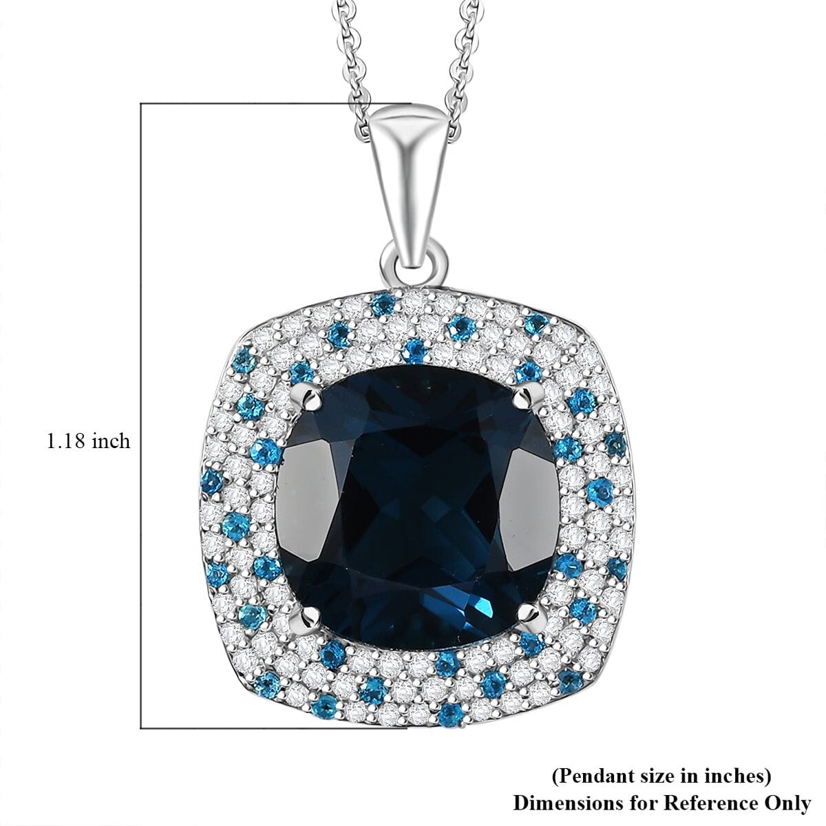 Premium London Blue Topaz and Multi Gemstone 11.65 ctw Midnight Majesty Pendant Necklace in Rhodium Over Sterling Silver 20 Inches image number 5