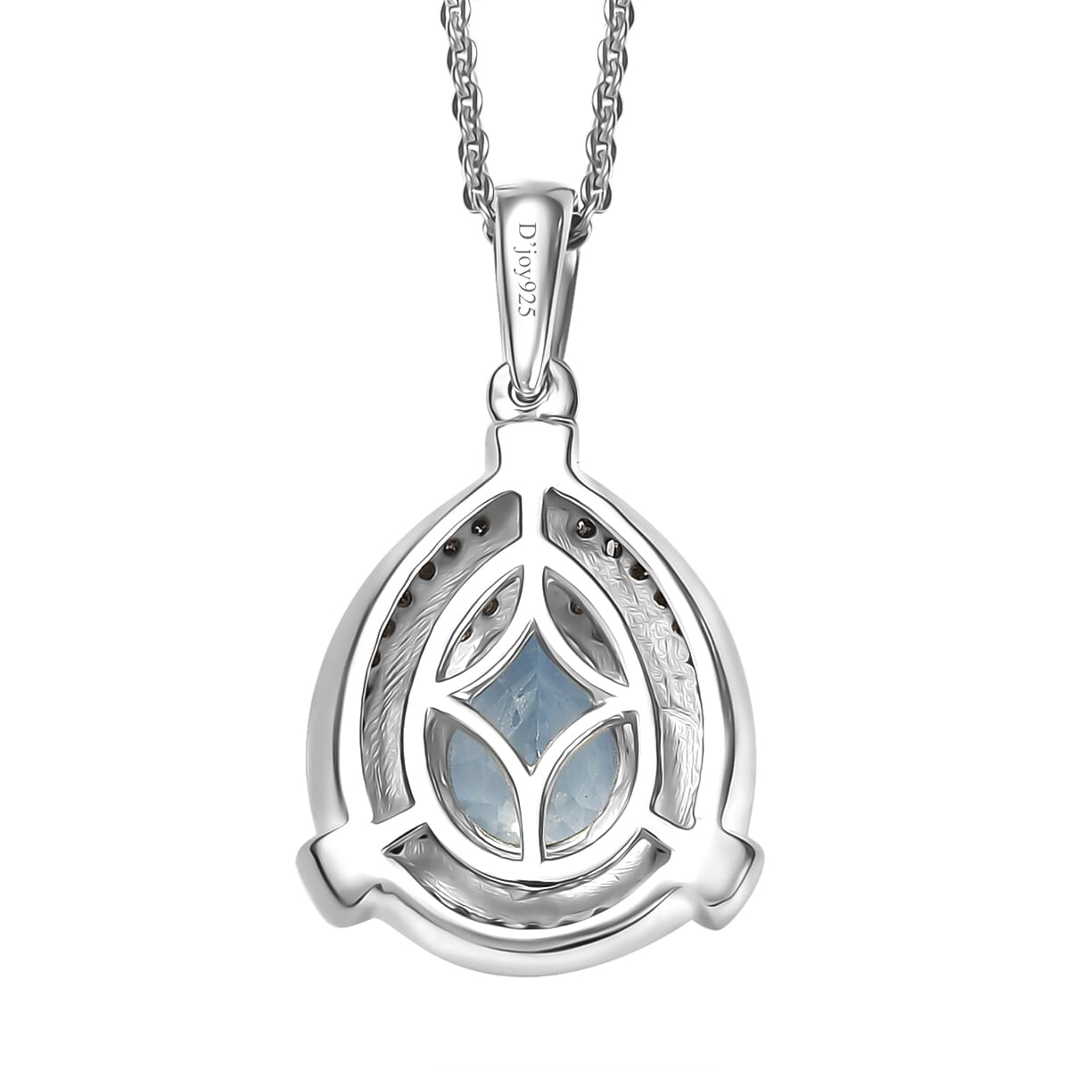 D'Joy Santa Maria Aquamarine, Natural Champagne and White Diamond  1.15 ctw Pendant Necklace in Rhodium Over Sterling Silver 20 Inches image number 4