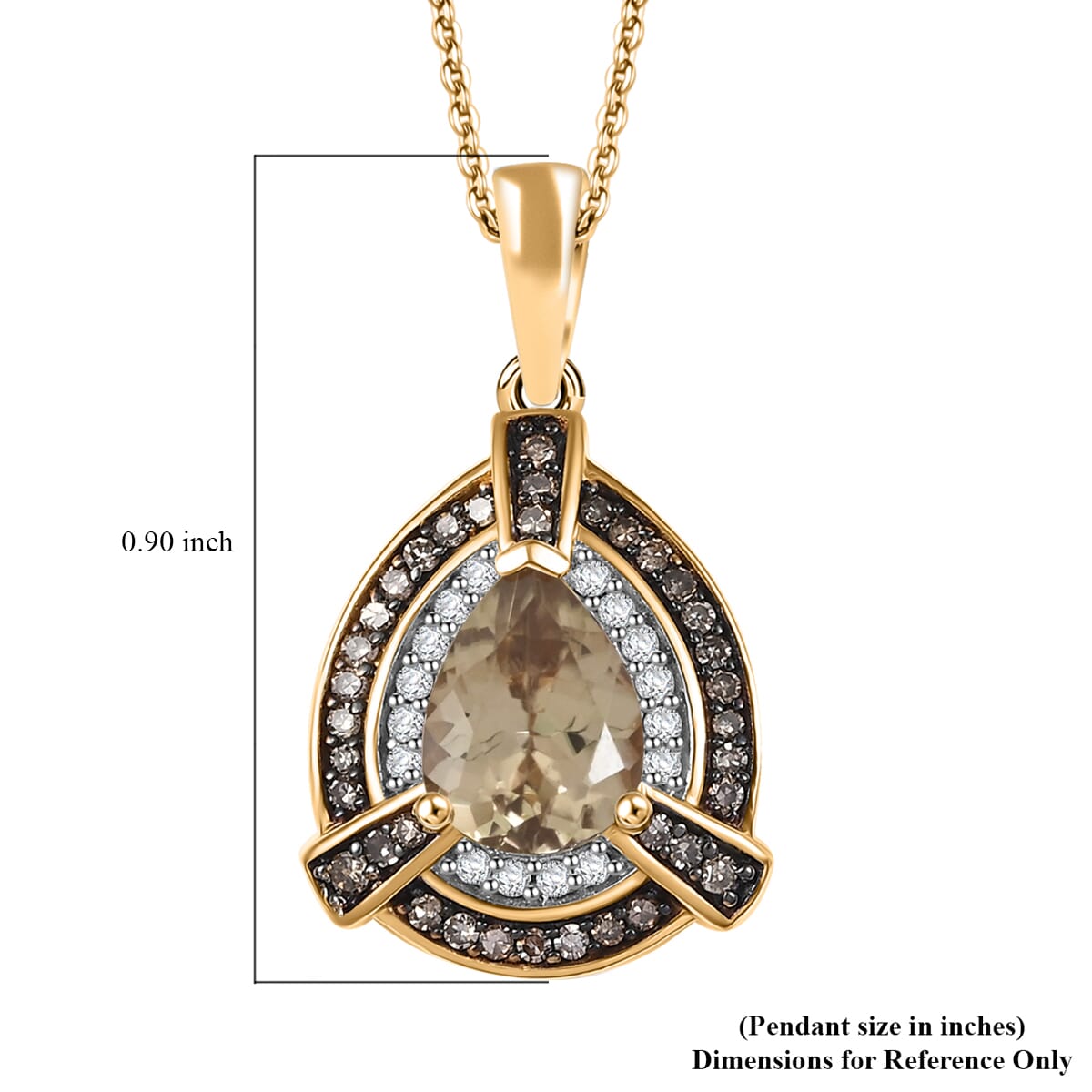 D'Joy AAA Turkizite, Natural Champagne and White Diamond 1.50 ctw Pendant Necklace in 18K Vermeil Yellow Gold Over Sterling Silver 20 Inches image number 6