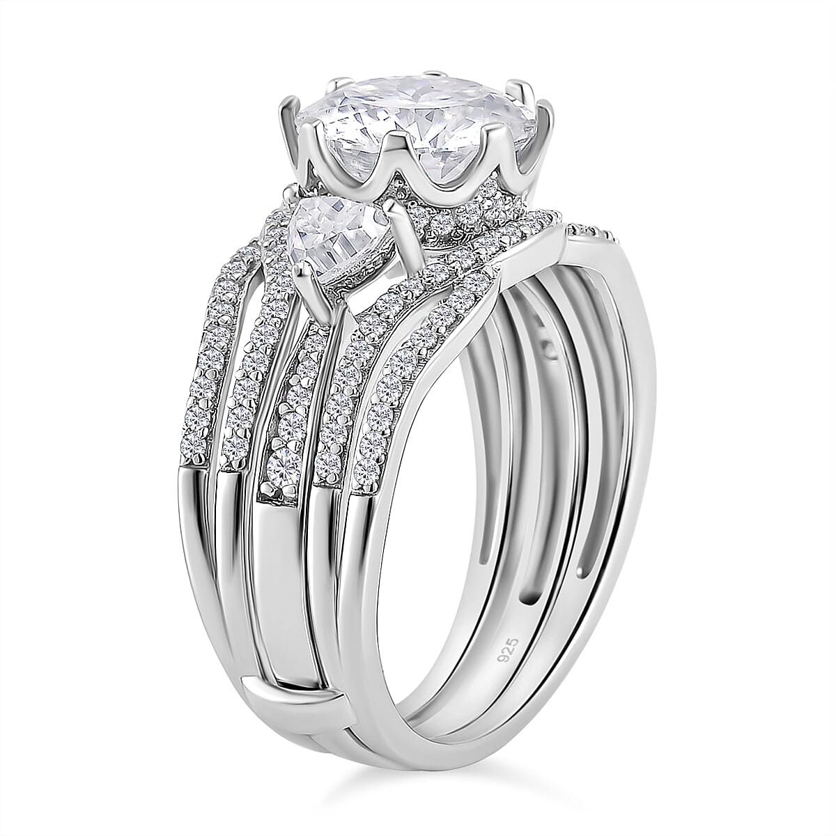 Buy Set of 2 120 Faceted Moissanite 3.70 ctw Stackable Ring