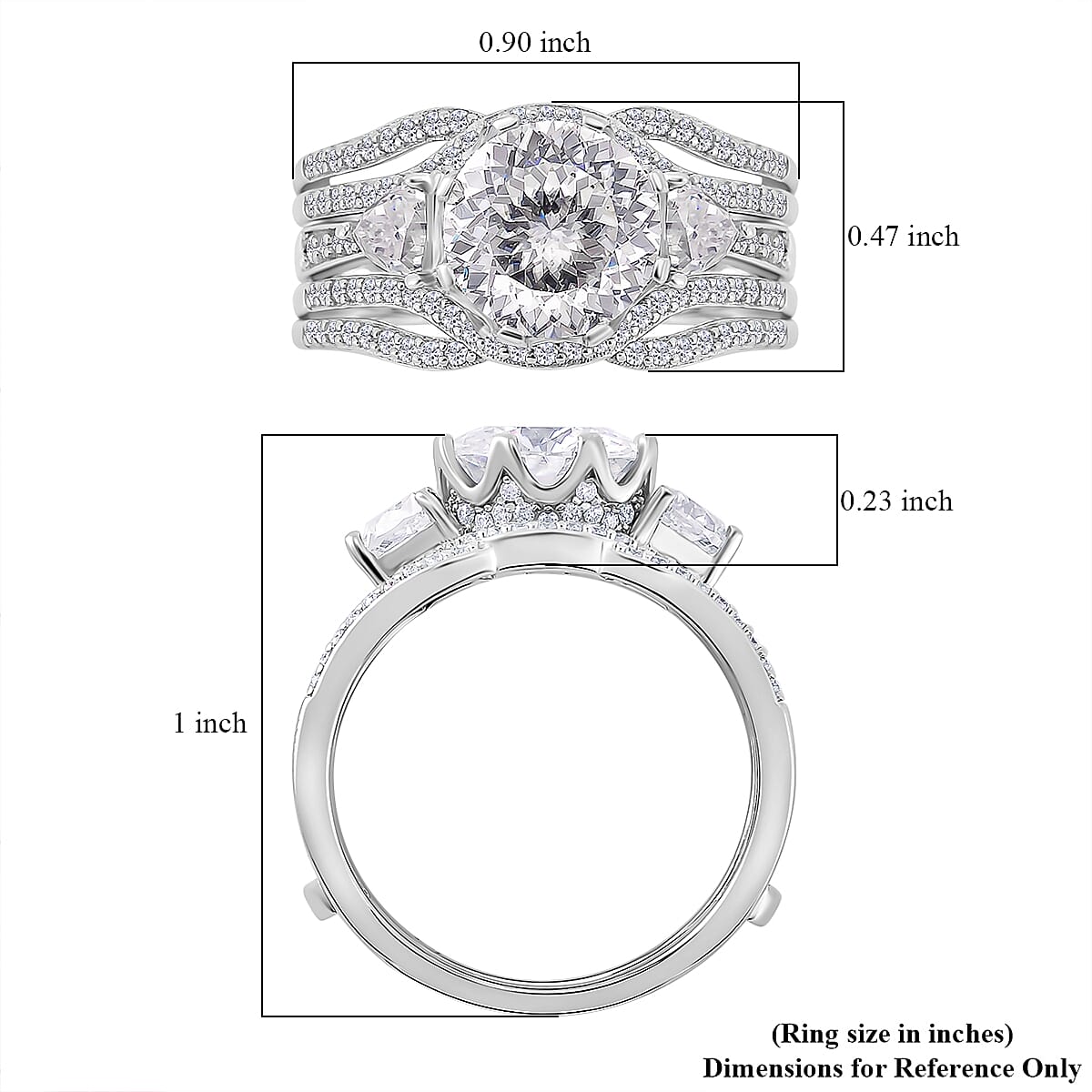 Buy Set of 2 120 Faceted Moissanite 3.70 ctw Stackable Ring
