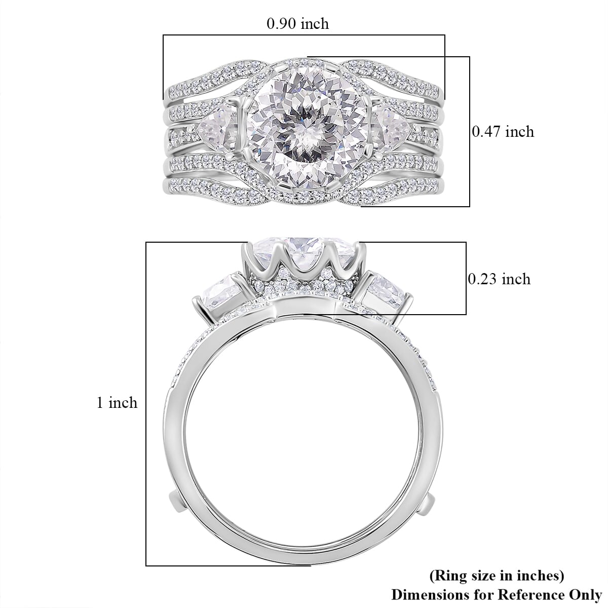 Set of 2 120 Faceted Moissanite 3.70 ctw Stackable Ring in Rhodium Over Sterling Silver (Size 9.0) image number 5