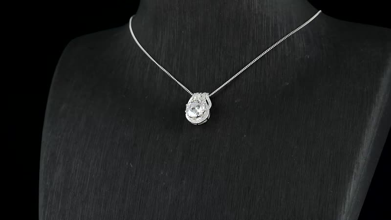 120 Faceted Moissanite 3.25 ctw Pendant Necklace in Rhodium Over Sterling Silver 18 Inches (Del.in 5-7 Days)