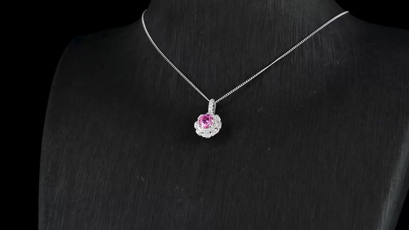 Pink Lotus Moissanite 1.25 ctw Pendant Necklace in Rhodium Over Sterling Silver 18 Inches