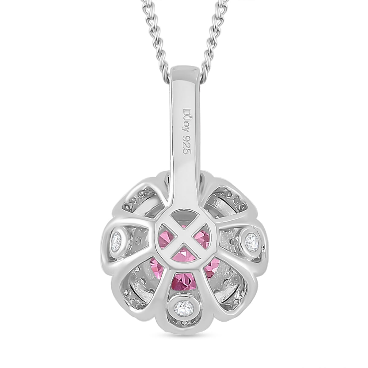 Pink Lotus Coated Moissanite 1.25 ctw Floral Pendant Necklace in Rhodium Over Sterling Silver 18 Inches image number 3