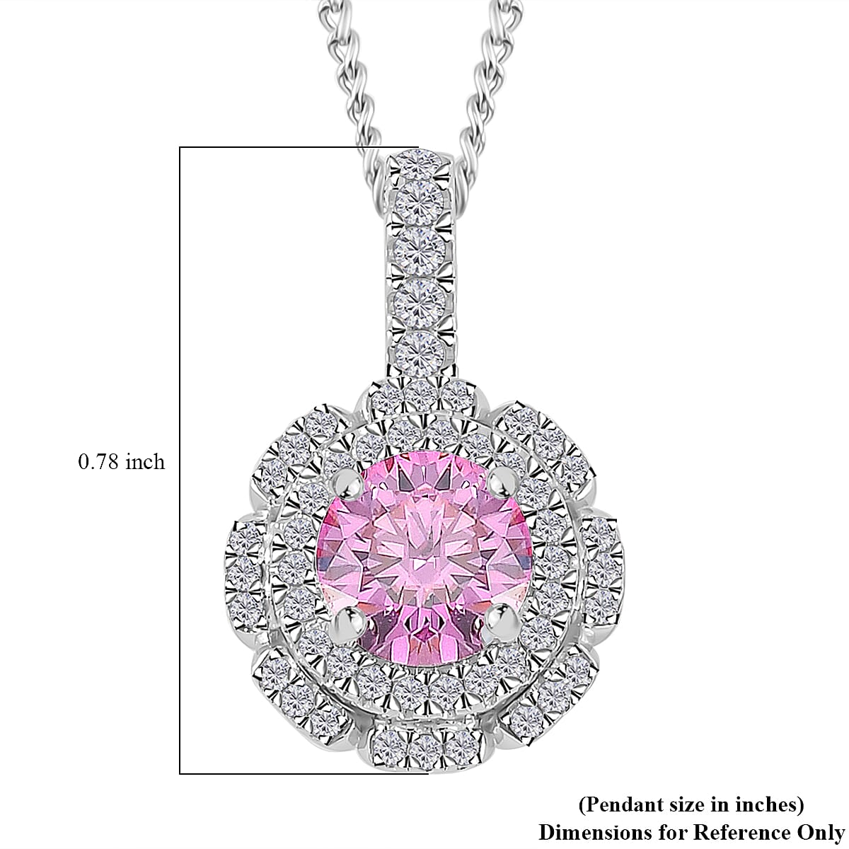 Pink Lotus Coated Moissanite 1.25 ctw Floral Pendant Necklace in Rhodium Over Sterling Silver 18 Inches