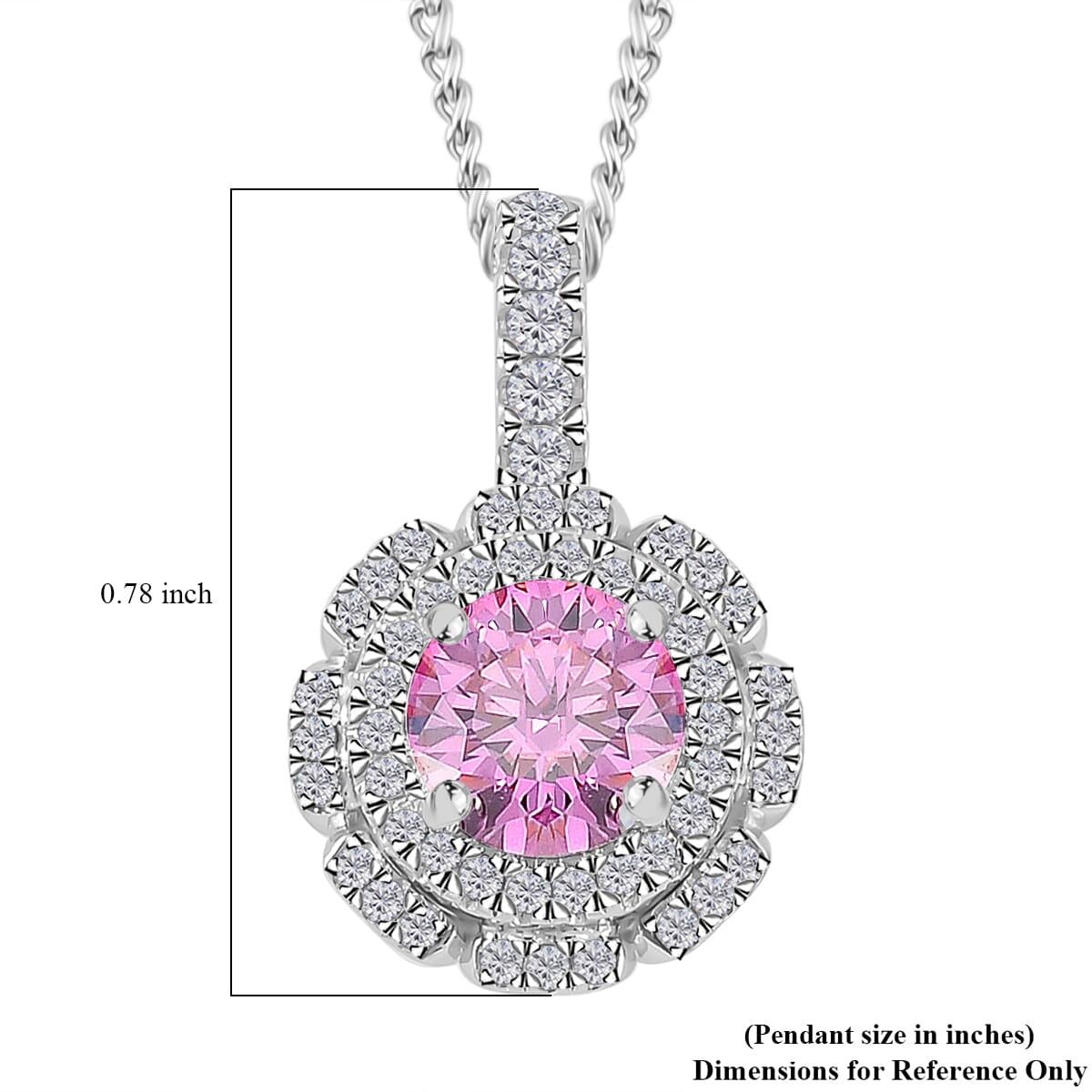 Pink Lotus Coated Moissanite 1.25 ctw Floral Pendant Necklace in Rhodium Over Sterling Silver 18 Inches image number 5
