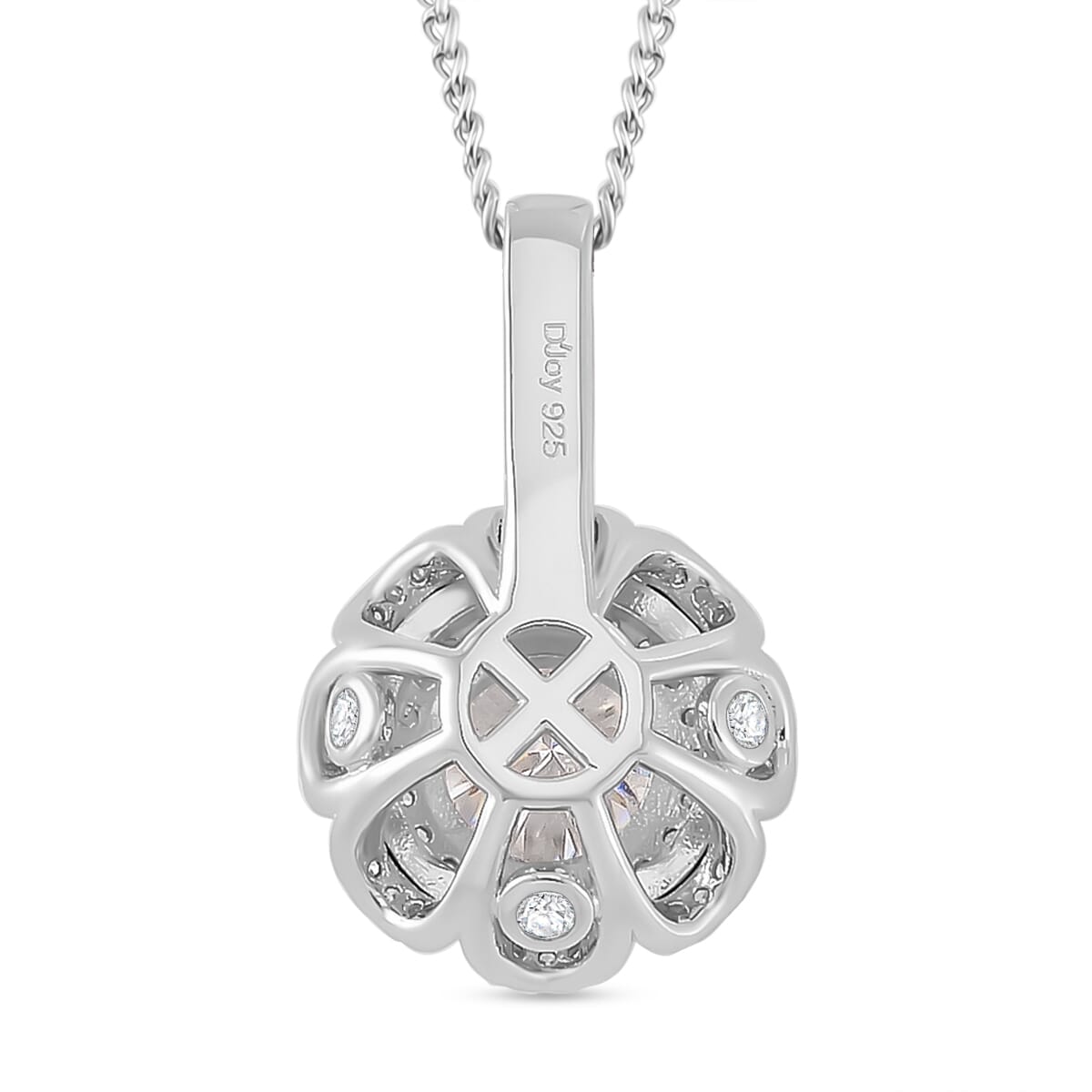 Moissanite 1.30 ctw Floral Pendant Necklace in Rhodium Over Sterling Silver 18 inches image number 3