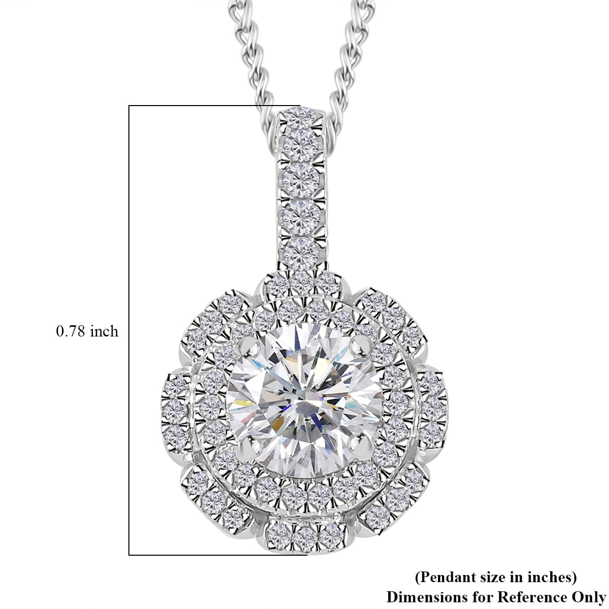Moissanite 1.30 ctw Floral Pendant Necklace in Rhodium Over Sterling Silver 18 inches image number 5