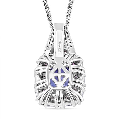 D'Joy Tanzanite and Multi Gemstone 2.25 ctw Rosefire Pendant Necklace in 18K Vermel RG and Rhodium Over Sterling Silver 18 Inches