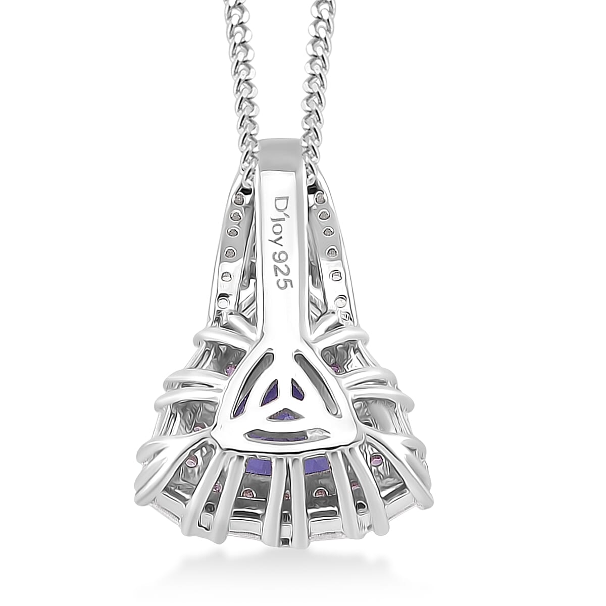D'Joy Tanzanite and Multi Gemstone 2.00 ctw Rosefire Pendant Necklace in 18K Vermel RG and Rhodium Over Sterling Silver 18 Inches