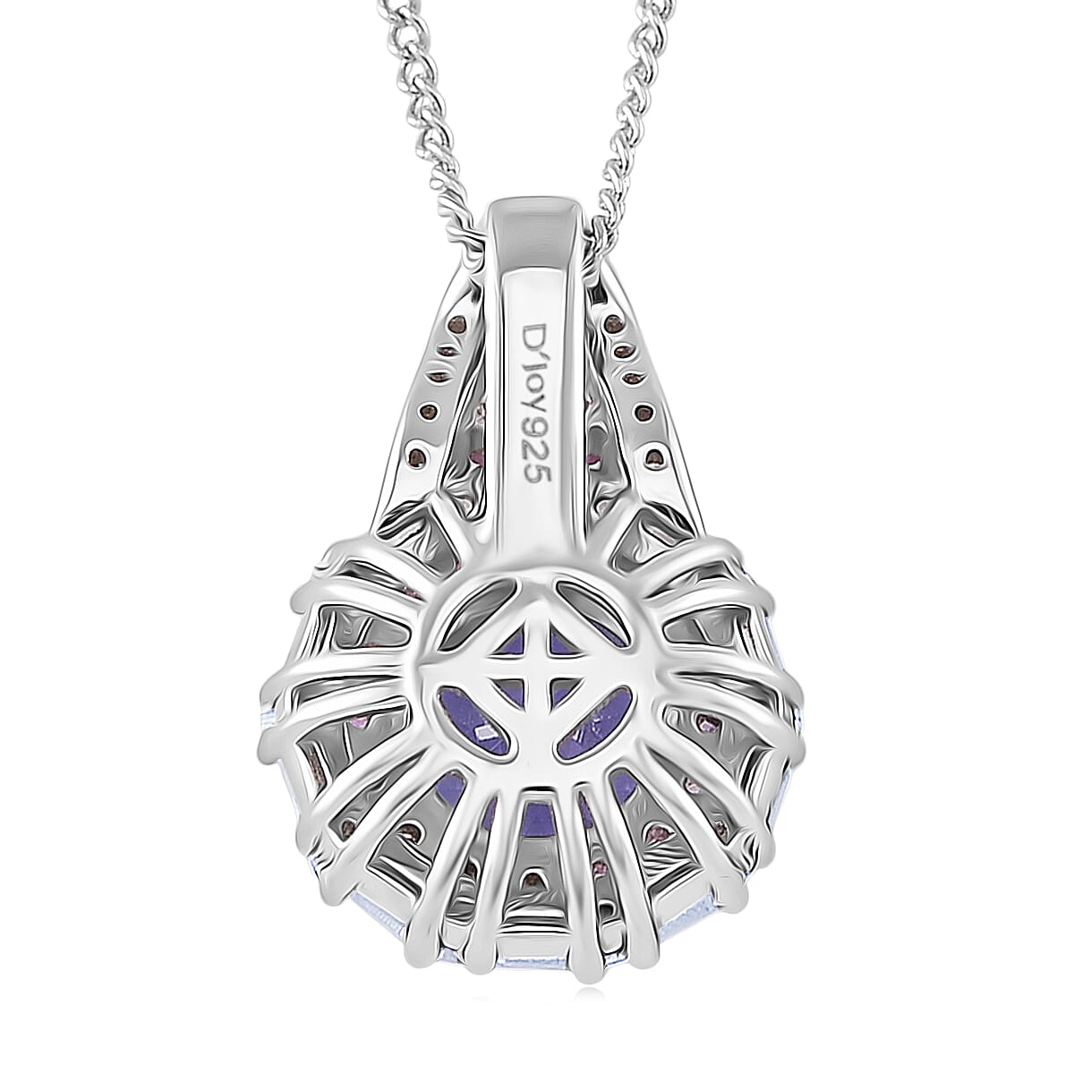 D'Joy Tanzanite and Multi Gemstone 2.20 ctw Rosefire Pendant Necklace in 18K Vermel RG and Rhodium Over Sterling Silver 18 Inches  image number 4