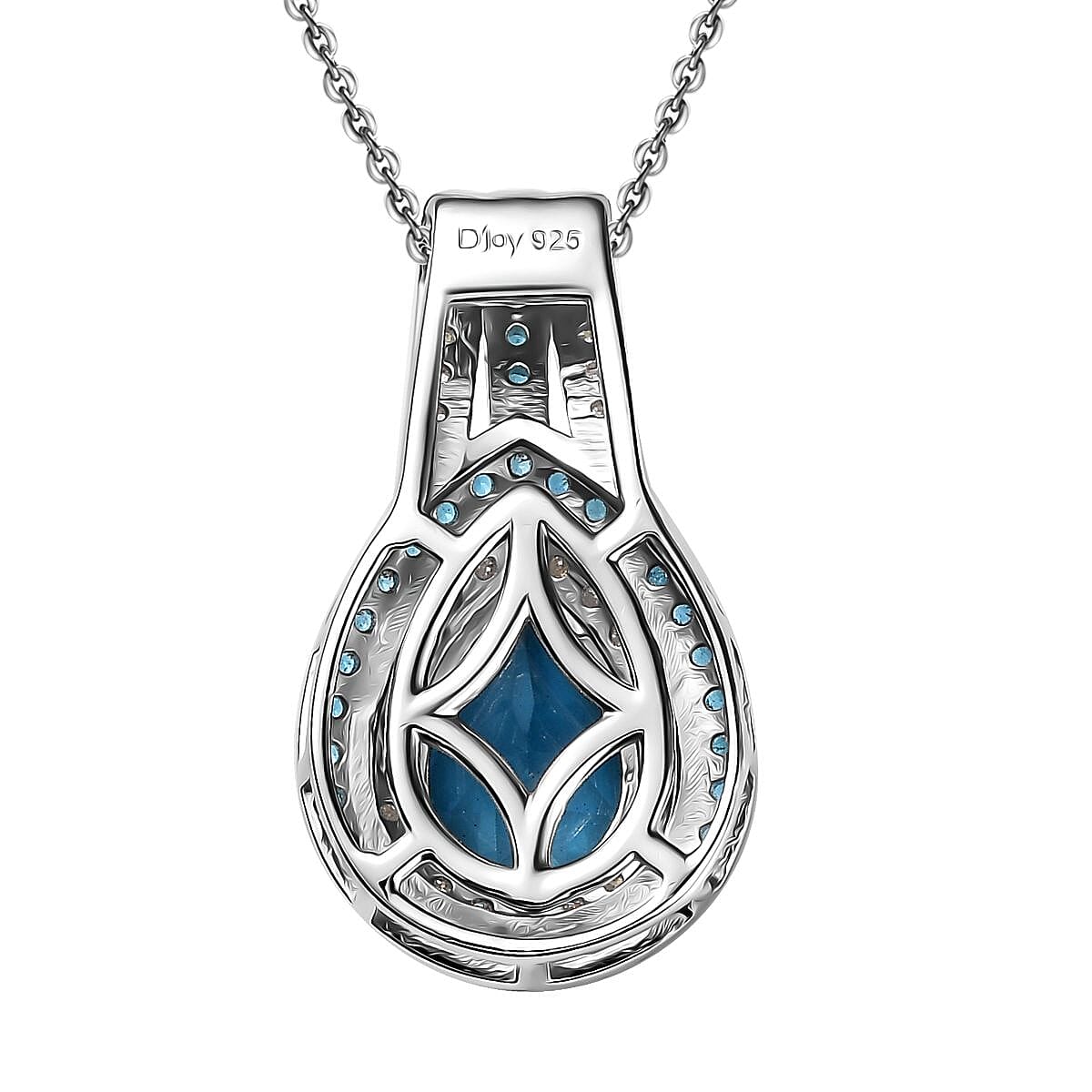 Premium London Blue Topaz and Multi Gemstone 2.90 ctw Ocean Teardrop Pendant Necklace in Rhodium Over Sterling Silver 20 Inches