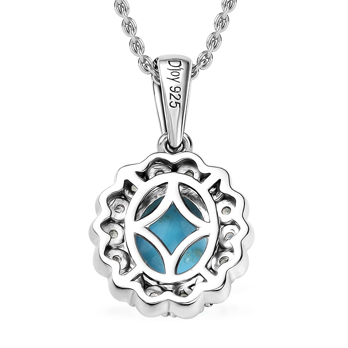 Premium Sleeping Beauty Turquoise and Multi Gemstone 2.25 ctw Pendant Necklace in Rhodium Over Sterling Silver 20 Inches