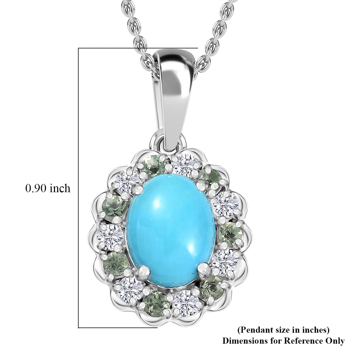 Premium Sleeping Beauty Turquoise and Multi Gemstone 2.25 ctw Pendant Necklace in Rhodium Over Sterling Silver 20 Inches image number 6