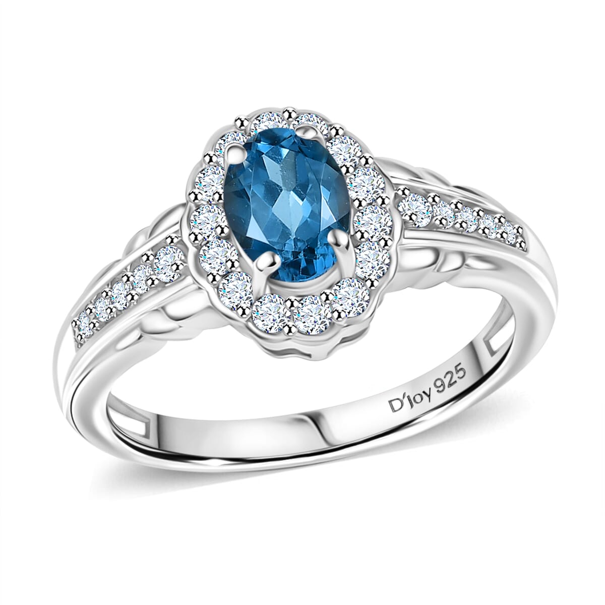 London Blue Topaz and White Zircon 2.70 ctw Waterfall Ring (Size 6.0), Pendant in Rhodium Over Sterling Silver with Stainless Steel Necklace 20 Inches image number 3