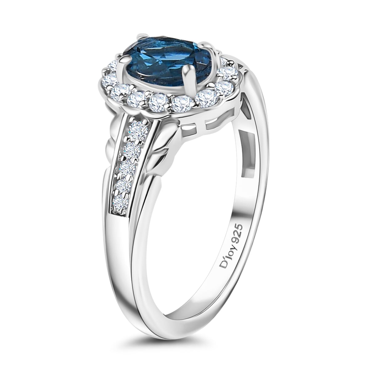 London Blue Topaz and White Zircon 2.70 ctw Waterfall Ring (Size 6.0), Pendant in Rhodium Over Sterling Silver with Stainless Steel Necklace 20 Inches image number 4