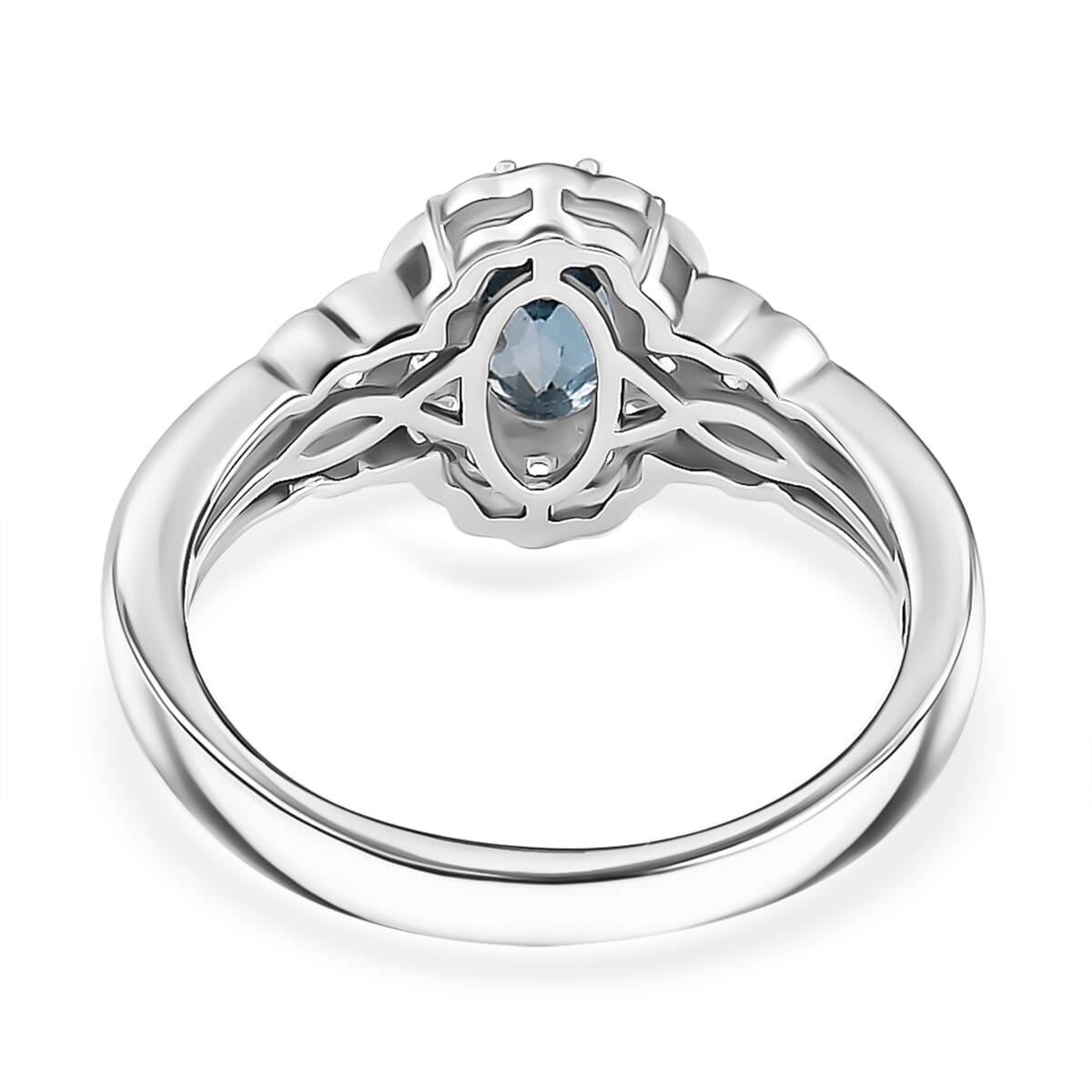 London Blue Topaz and White Zircon 2.70 ctw Waterfall Ring (Size 6.0), Pendant in Rhodium Over Sterling Silver with Stainless Steel Necklace 20 Inches image number 5
