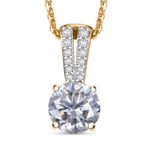 Moissanite 2.00 ctw Bow Pendant Necklace in 18K Vermeil Yellow Gold Over Sterling Silver 20 Inches