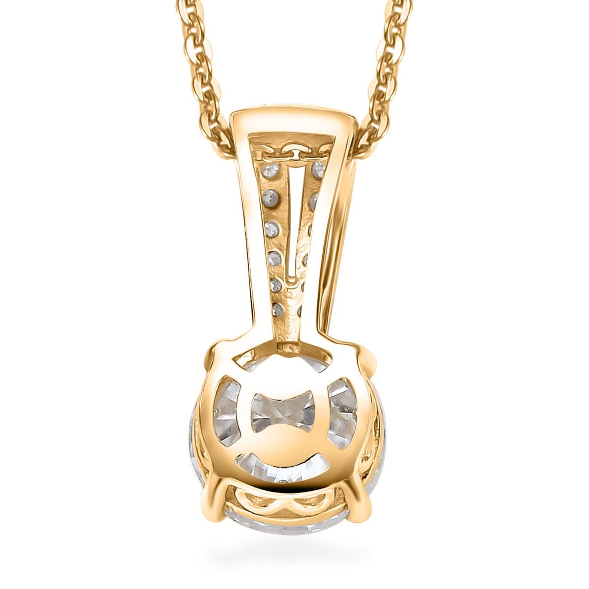 Moissanite 2.00 ctw Bow Pendant Necklace in 18K Vermeil Yellow Gold Over Sterling Silver 20 Inches image number 4