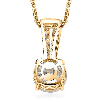 Moissanite 2.00 ctw Bow Pendant Necklace in 18K Vermeil Yellow Gold Over Sterling Silver 20 Inches