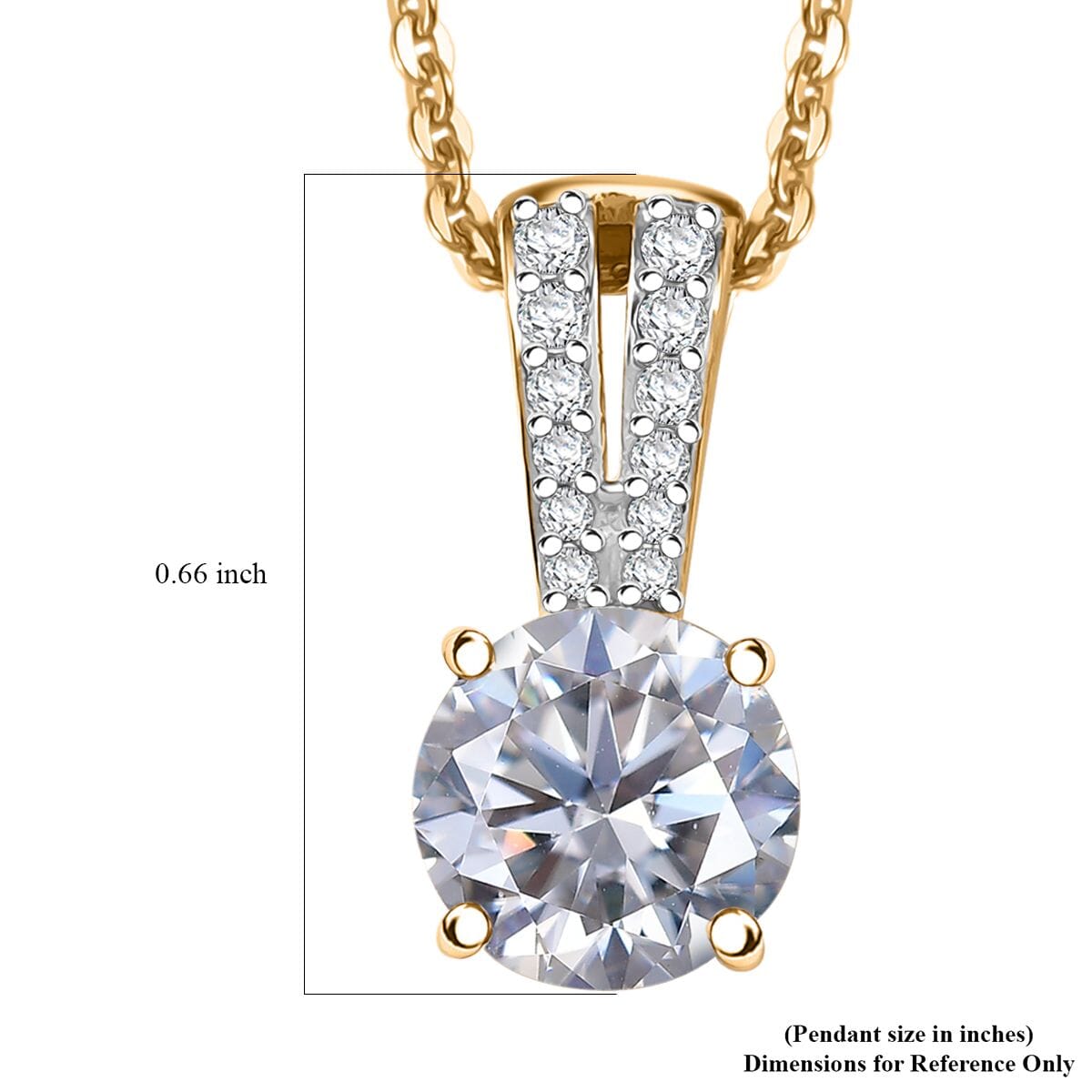 Moissanite 2.00 ctw Bow Pendant Necklace in 18K Vermeil Yellow Gold Over Sterling Silver 20 Inches image number 6