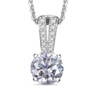 Moissanite 2.10 ctw Pendant Necklace in Rhodium Over Sterling Silver 20 Inches
