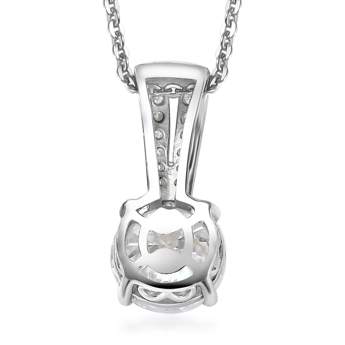 Moissanite 2.10 ctw Bow Pendant Necklace in Rhodium Over Sterling Silver 20 Inches image number 4