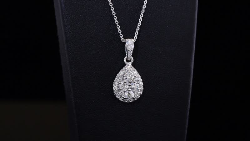 Luxuriant Lab Grown Diamond G-H SI 0.75 ctw Celestial Dewdrop Pendant Necklace in Rhodium Over Sterling Silver 20 Inches