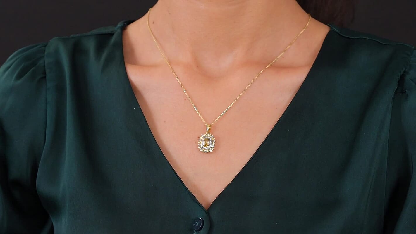 D'Joy Premium Tanzania Yellow Zircon and Multi Gemstone 2.10 ctw Sunburst Serenity Pendant Necklace in 18K Vermeil Yellow Gold Over Sterling Silver 20 Inches