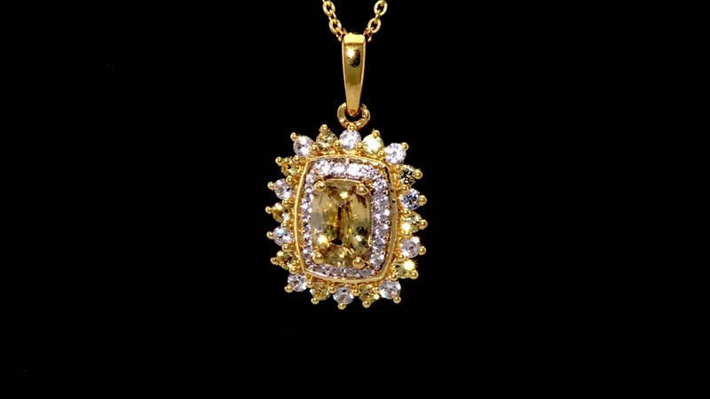 D'Joy Premium Tanzania Yellow Zircon and Multi Gemstone 2.10 ctw Sunburst Serenity Pendant Necklace in 18K Vermeil Yellow Gold Over Sterling Silver 20 Inches