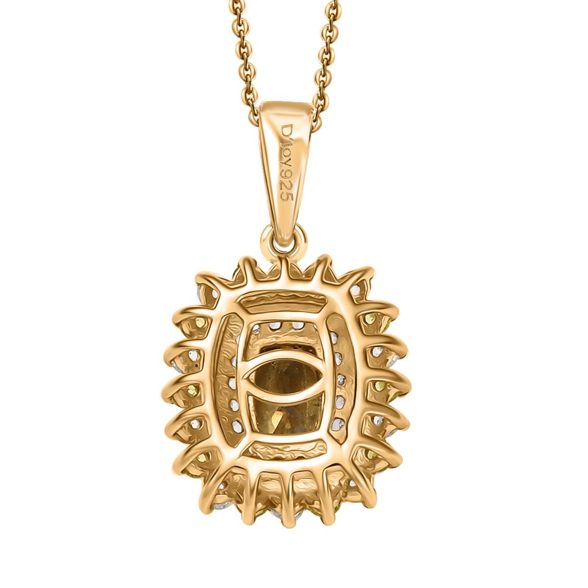 Premium Tanzania Yellow Zircon and Multi Gemstone 2.10 ctw Sunburst Serenity Pendant Necklace in 18K Vermeil Yellow Gold Over Sterling Silver 20 Inches image number 4