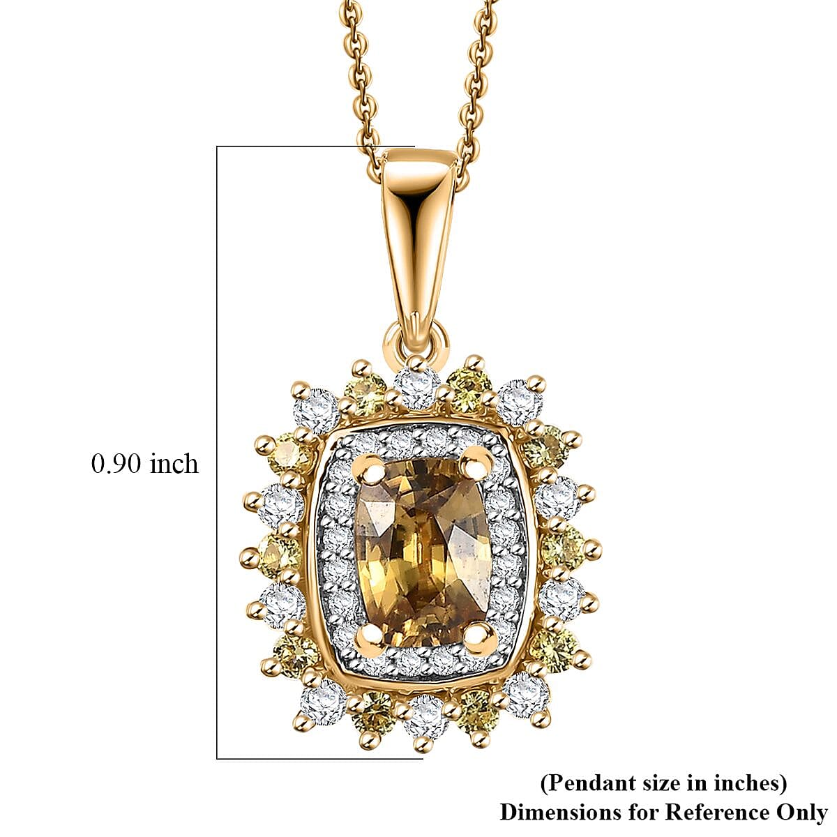 D'Joy Premium Tanzania Yellow Zircon and Multi Gemstone 2.10 ctw Sunburst Serenity Pendant Necklace in 18K Vermeil Yellow Gold Over Sterling Silver 20 Inches
