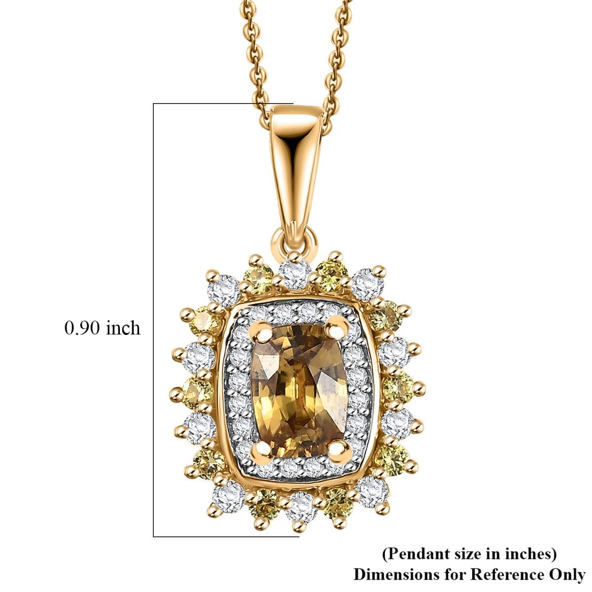 Premium Tanzania Yellow Zircon and Multi Gemstone 2.10 ctw Sunburst Serenity Pendant Necklace in 18K Vermeil Yellow Gold Over Sterling Silver 20 Inches image number 5