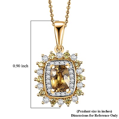 D'Joy Premium Tanzania Yellow Zircon and Multi Gemstone 2.10 ctw Sunburst Serenity Pendant Necklace in 18K Vermeil Yellow Gold Over Sterling Silver 20 Inches