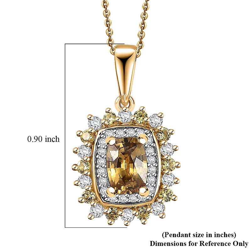 D'Joy Premium Tanzania Yellow Zircon and Multi Gemstone 2.10 ctw Sunburst Serenity Pendant Necklace in 18K Vermeil Yellow Gold Over Sterling Silver 20 Inches