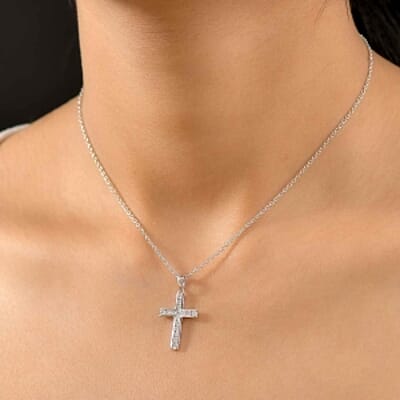 Lab Grown Diamond 0.51 ctw Pendant Necklace in Rhodium Over Sterling Silver (20 Inches)