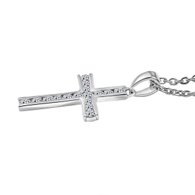 Lab Grown Diamond 0.51 ctw Pendant Necklace in Rhodium Over Sterling Silver (20 Inches)