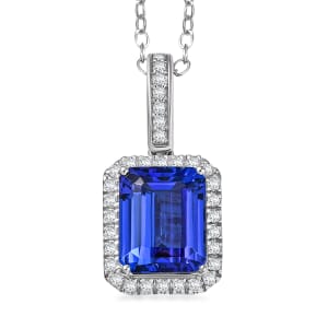 Certified & Appraised Rhapsody AAAA Tanzanite and E-F VS Diamond 4.33 ctw Pendant Necklace in 950 Platinum 20 Inches (Del. in 10-15 Days)