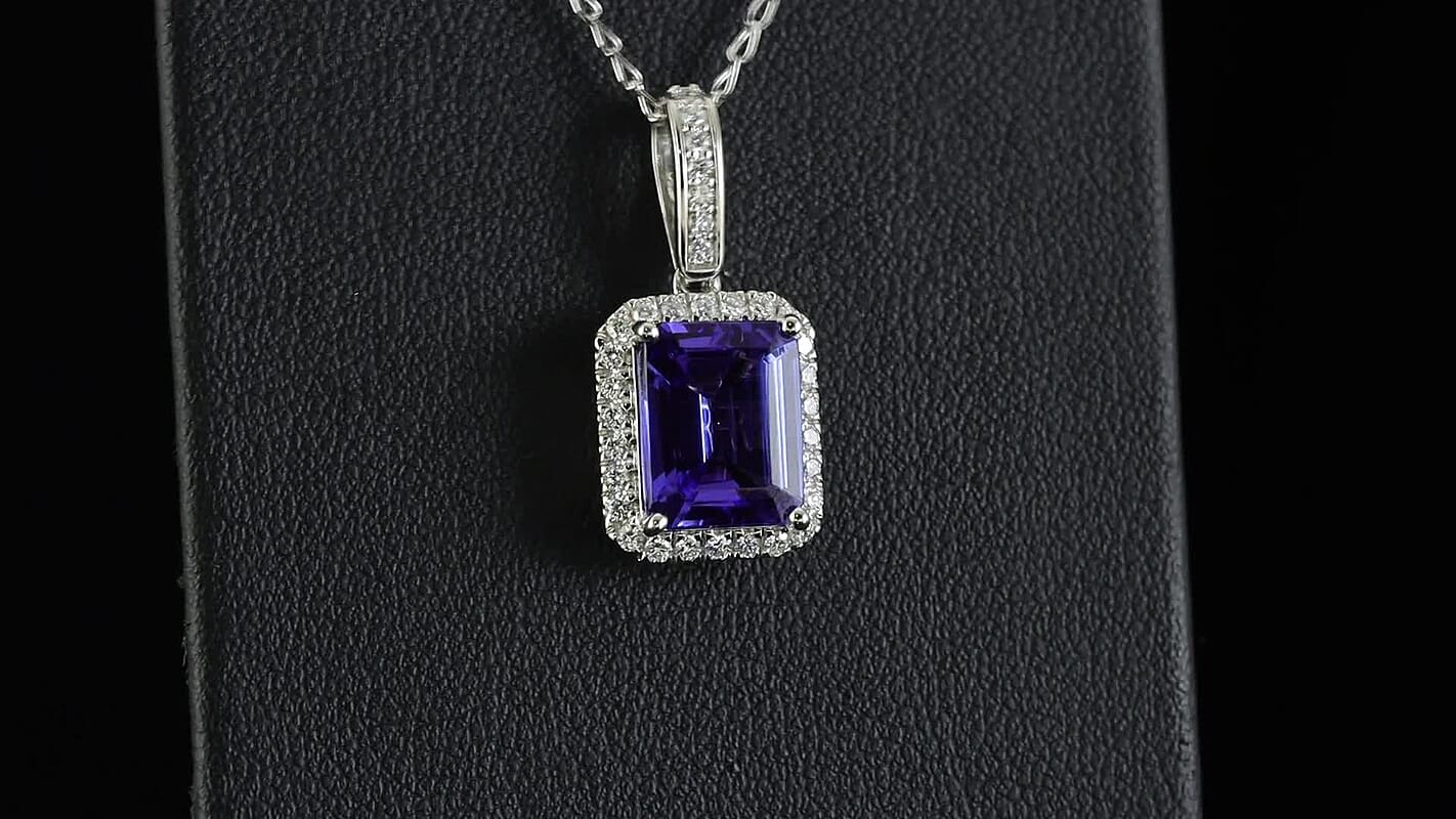 Certified & Appraised Rhapsody AAAA Tanzanite and E-F VS Diamond 4.33 ctw Pendant Necklace in 950 Platinum 20 Inches (Del. in 10-15 Days)