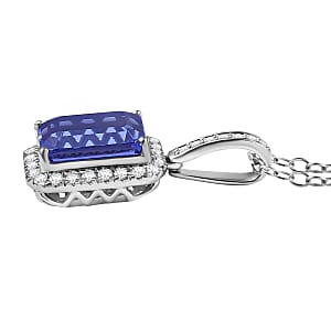 Certified & Appraised Rhapsody AAAA Tanzanite and E-F VS Diamond 4.33 ctw Pendant Necklace in 950 Platinum 20 Inches (Del. in 10-15 Days)