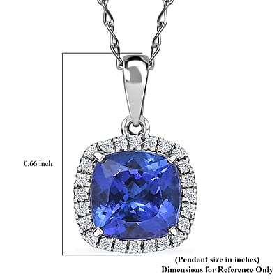 Certified and Appraised Rhapsody AAAA Tanzanite and E-F VS Diamond 2.29 ctw Halo Pendant Necklace in 950 Platinum 20 Inches