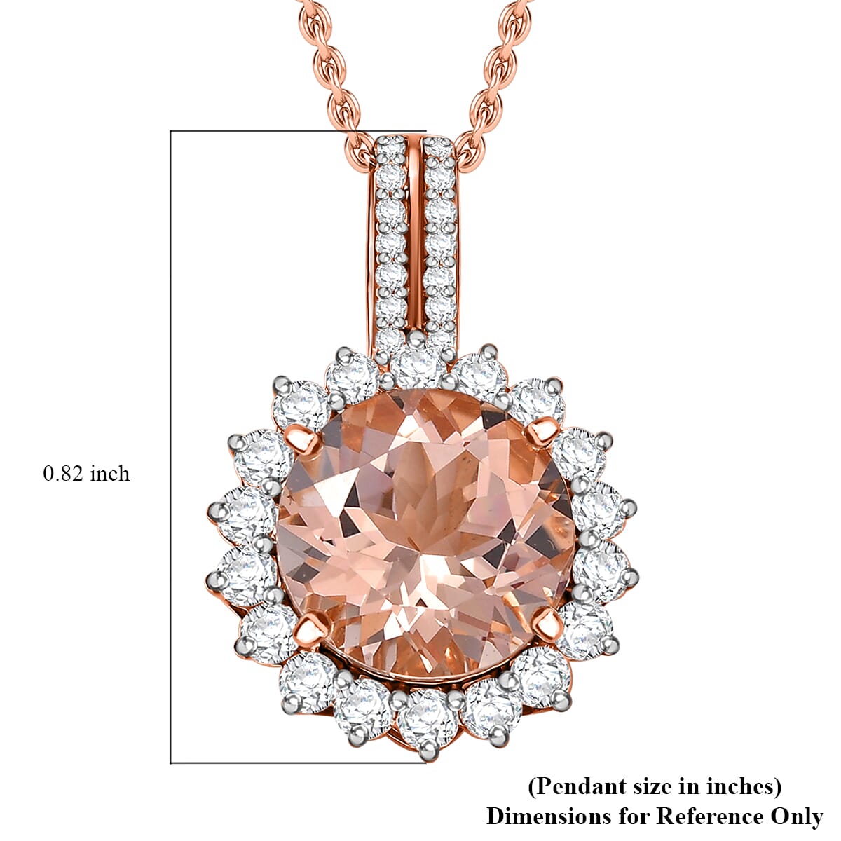 Certified & Appraised Luxoro AAA Marropino Morganite and G-H I2 Diamond 4.02 ctw Pendant Necklace in 10K Rose Gold 20 Inches (Del. in 10-15 Days) image number 6