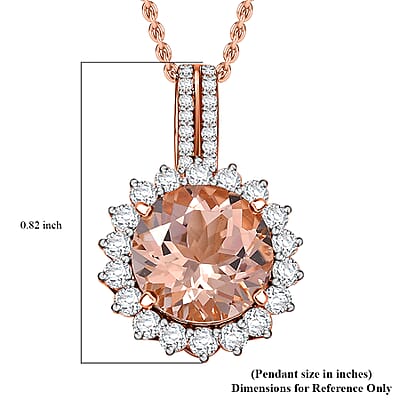 Certified & Appraised Luxoro AAA Marropino Morganite and G-H I2 Diamond 4.02 ctw Pendant Necklace in 10K Rose Gold 20 Inches