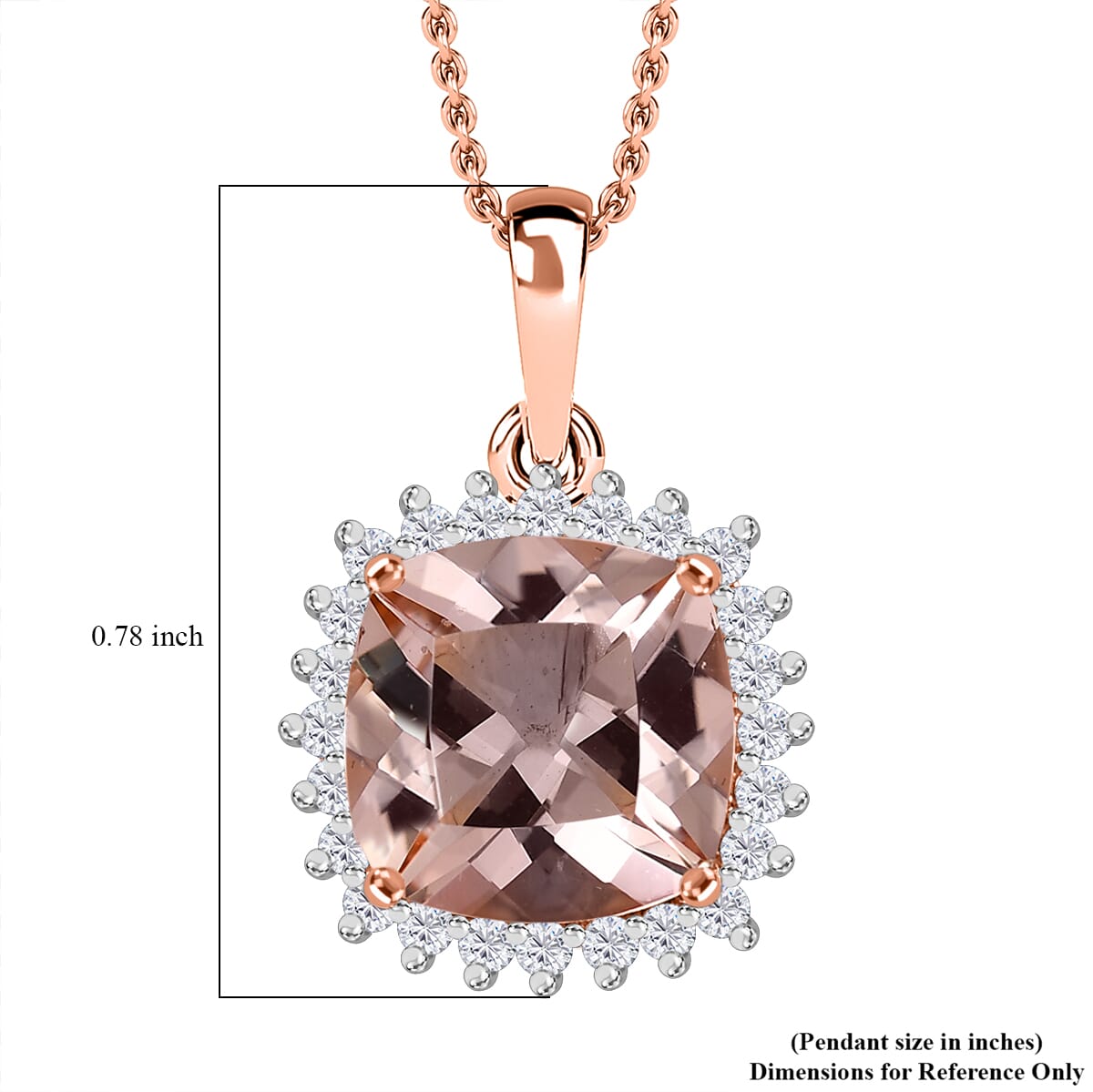 Certified & Appraised Luxoro AAA Marropino Morganite and G-H I2 Diamond 3.74 ctw Pendant Necklace in 10K Rose Gold 20 Inches (Del. in 10-15 Days) image number 5
